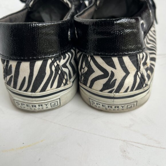 Sperry Top Sider Womens Black White Zebra Print Boat Shoes, Size 9.5 - Picture 5 of 11